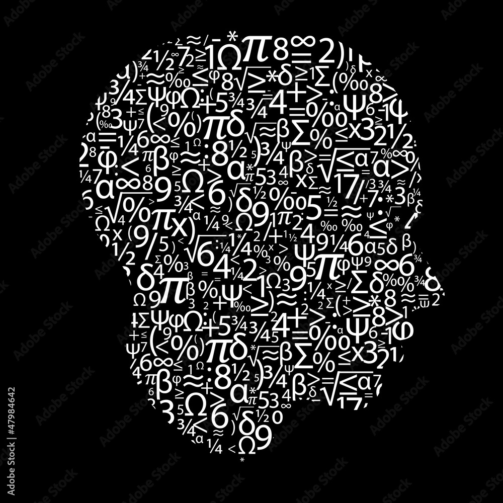 head with numbers, vector head with numbers, vector