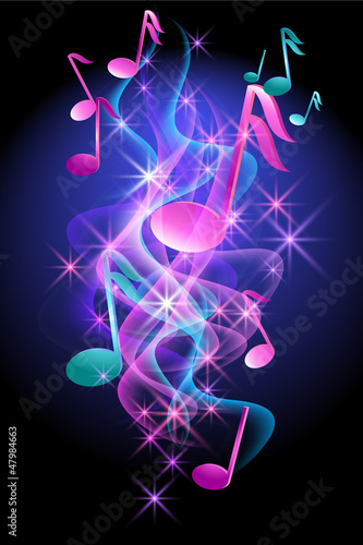 Glowing background with musical notes