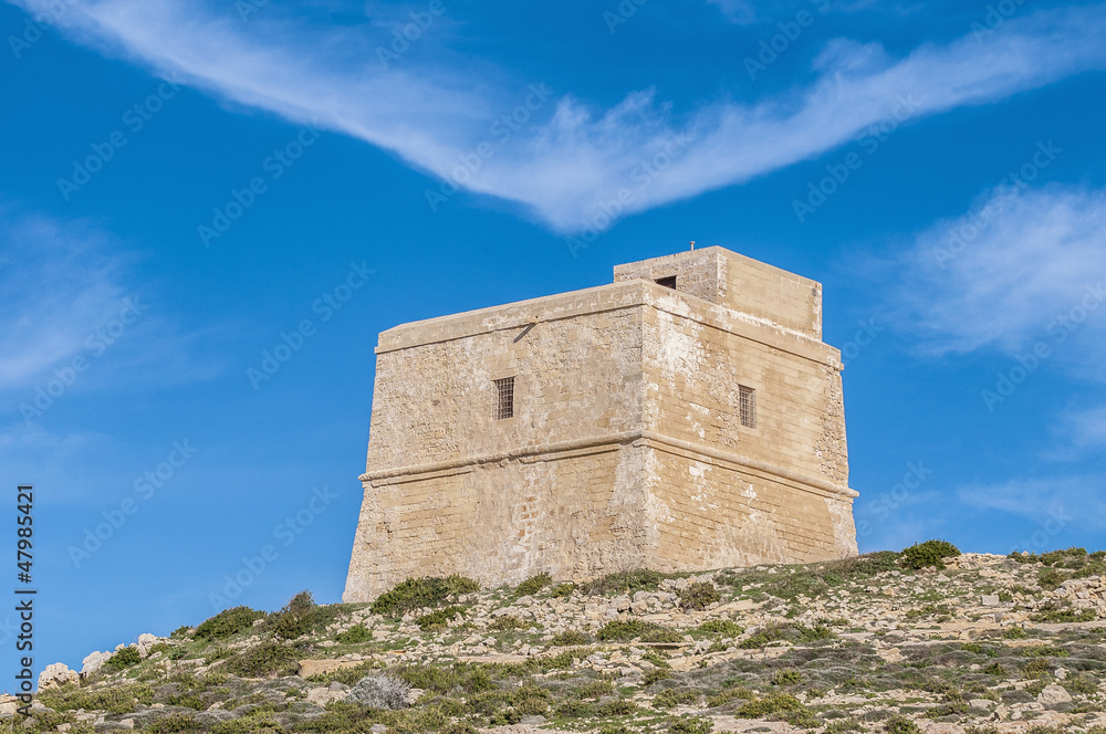 Dwajra Tower located in Gozo Island, Malta.