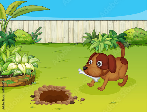 A dog with a bone