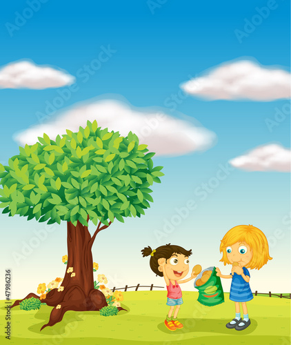 Girls eating biscuits