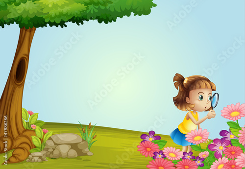 A girl and a magnifier