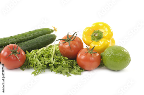 Vegetables and fruit isolated on white