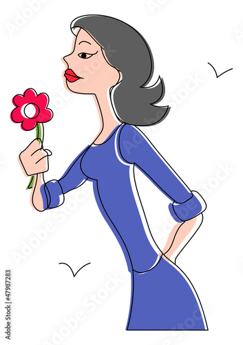 Beautiful Girl with Flower Vector