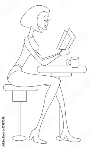Girl Reading a Book Sketch Vector