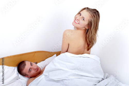 Woman on top during making love