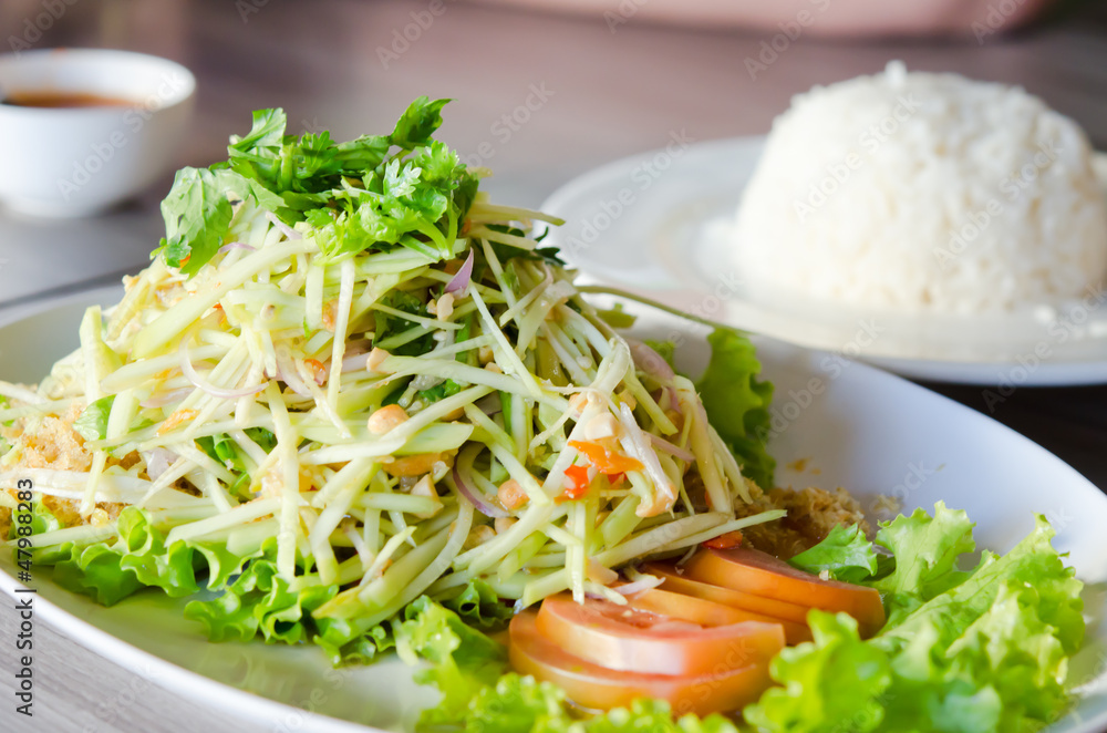 spicy salad and rice spicy salad and rice