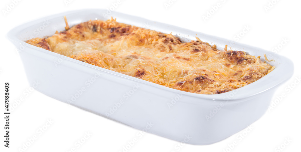Portion of Lasagne isolated on white Portion of Lasagne isolated on white