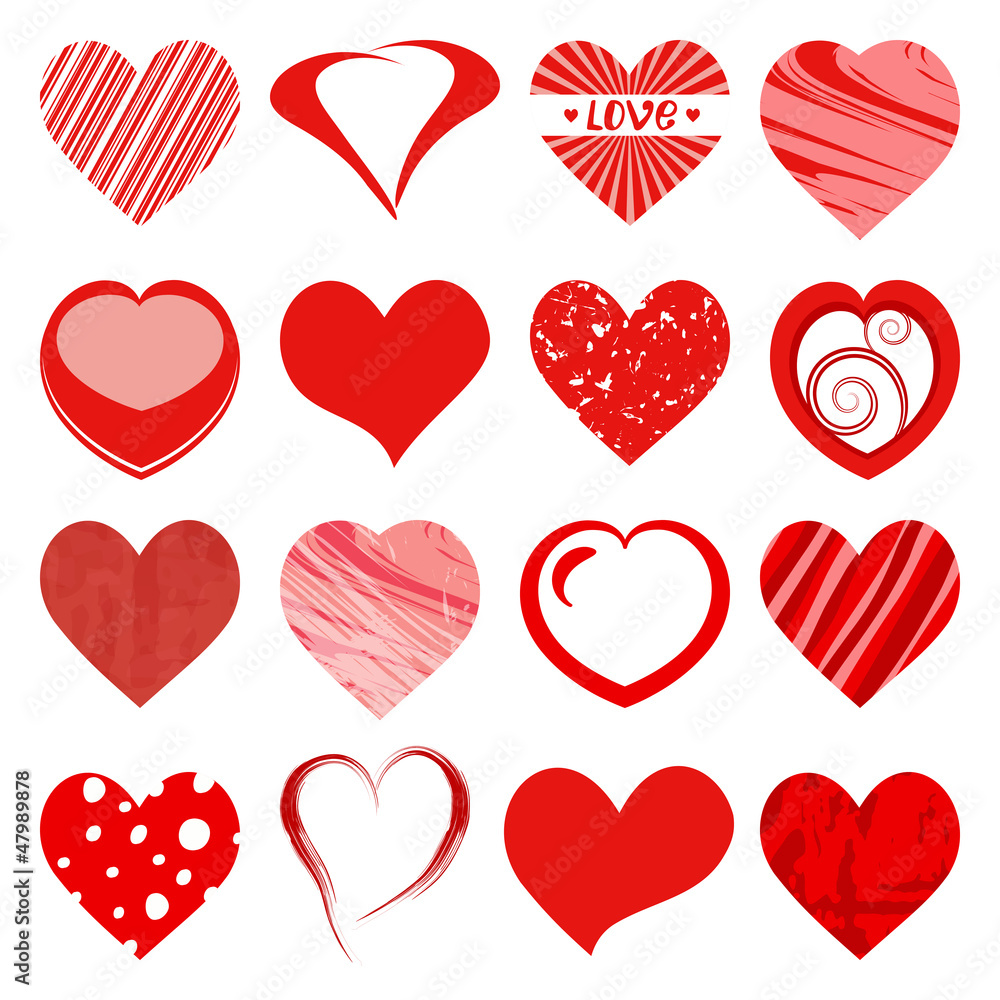 set of red hearts set of red hearts