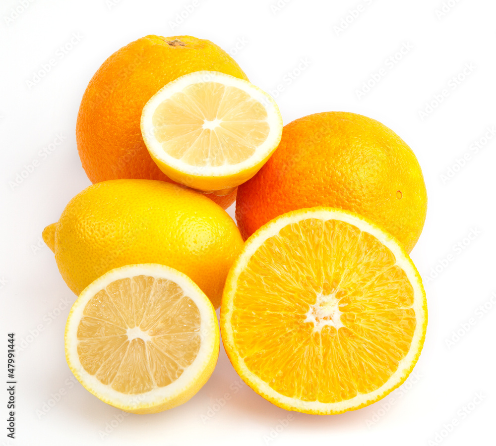 Bright orange with half a lemon