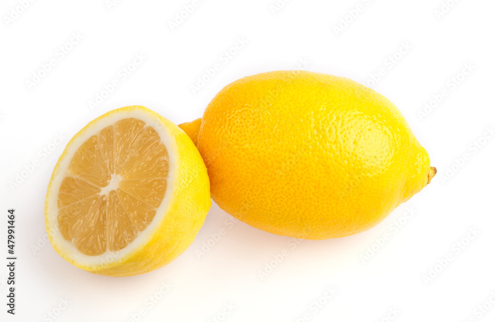 Lemon on the white background