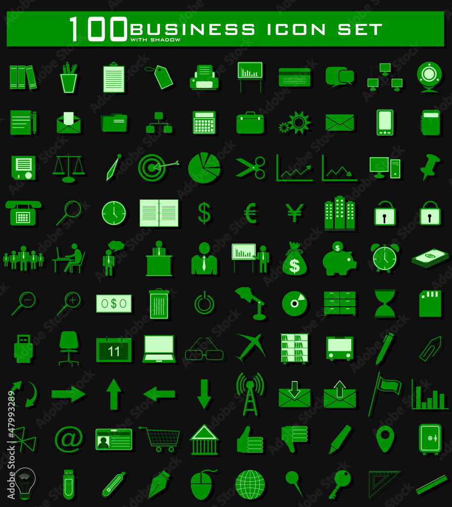 Hundred Business Icon Set Hundred Business Icon Set