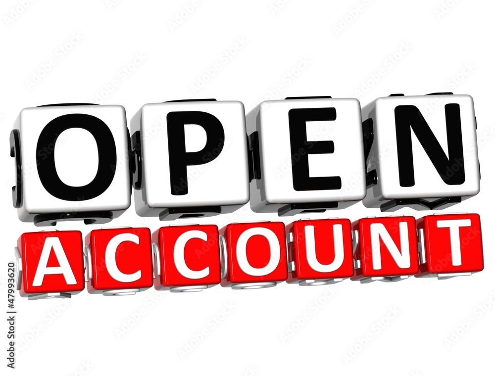 3D Open Account Button Click Here Block Text 3D Open Account Button Click Here Block Text