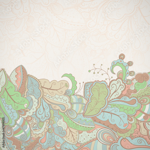Floral abstract hand-drawn card.