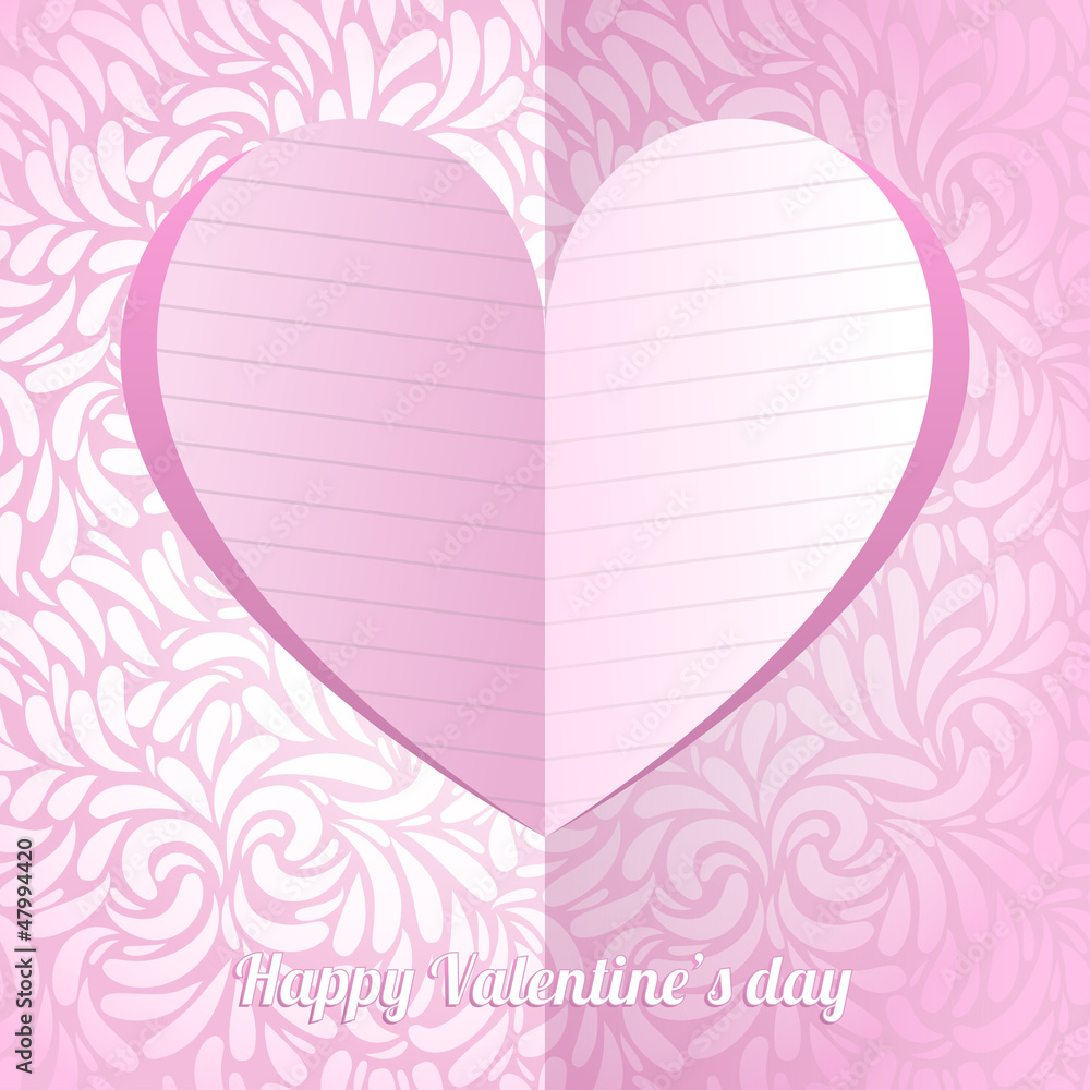 Origami paper heart with message: Happy Valentine's day