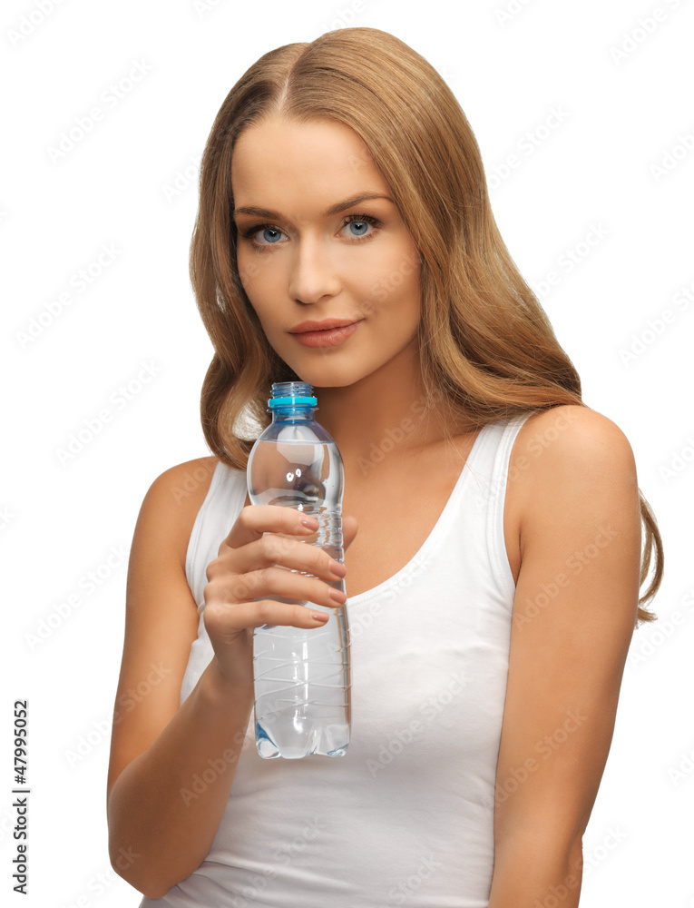 young beautiful woman with bottle of water young beautiful woman with bottle of water