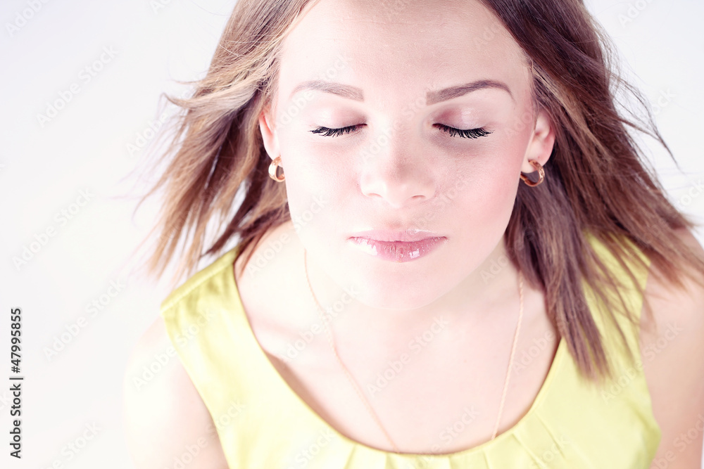 Portrait of beautiful girl with closing eyes Portrait of beautiful girl with closing eyes
