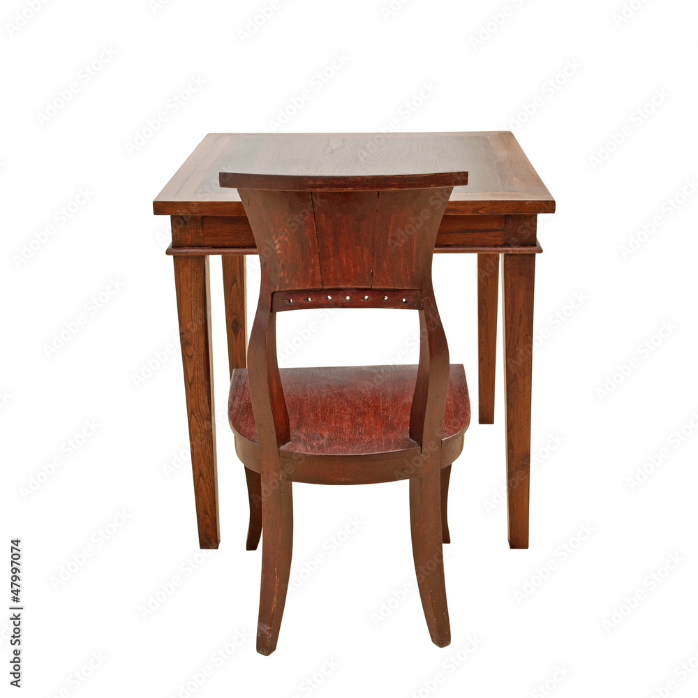 wooden chair and table isolated on white background wooden chair and table isolated on white background