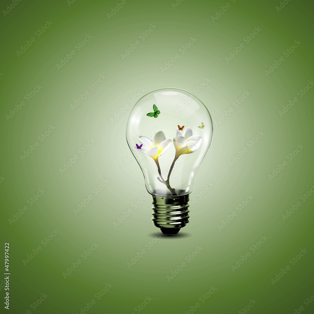 Electric light bulb and a plant inside it Electric light bulb and a plant inside it