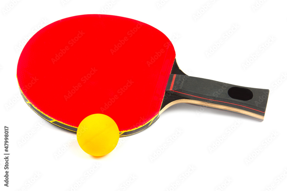Ping pong red racket with ball Ping pong red racket with ball