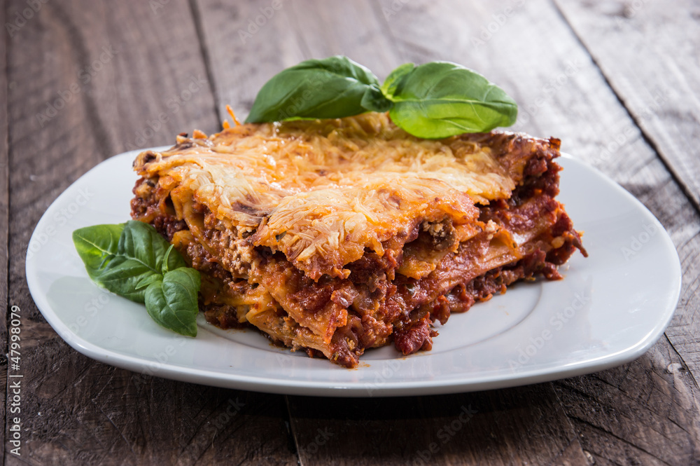 Fresh made Lasagne on a plate Fresh made Lasagne on a plate