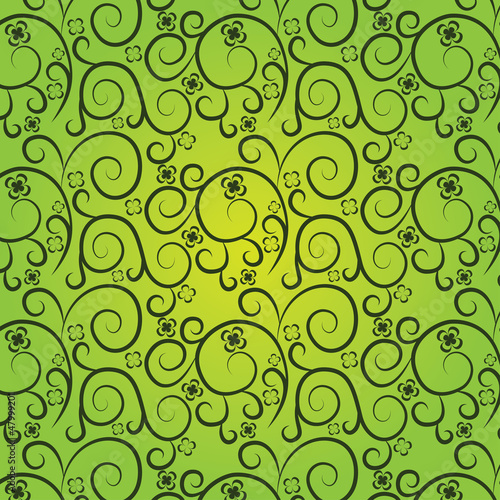 Vintage floral pattern on a green background