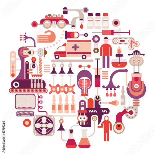 Pharmaceutical factory - vector illustration