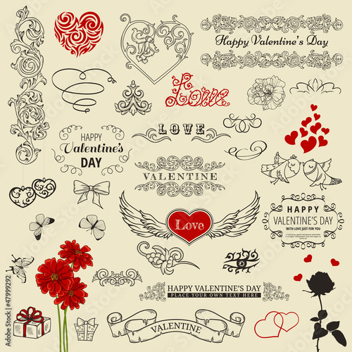 set of vintage design elements