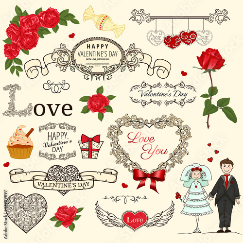 set of vintage design elements