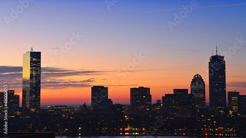 Timelapse of dramatic sunrise over Boston downtown time lapse photo