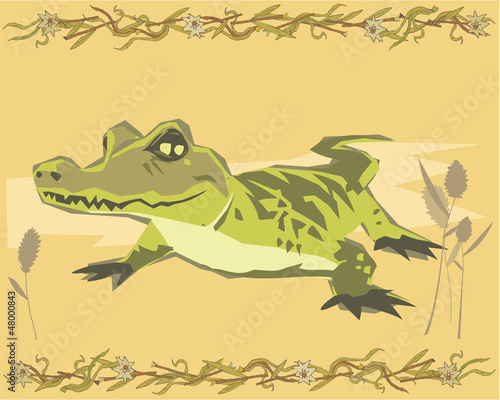 Alligator in a decorative composition