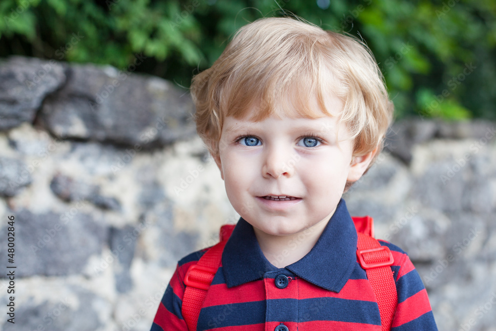 Little toddler boy on way to kindergarten Little toddler boy on way to kindergarten