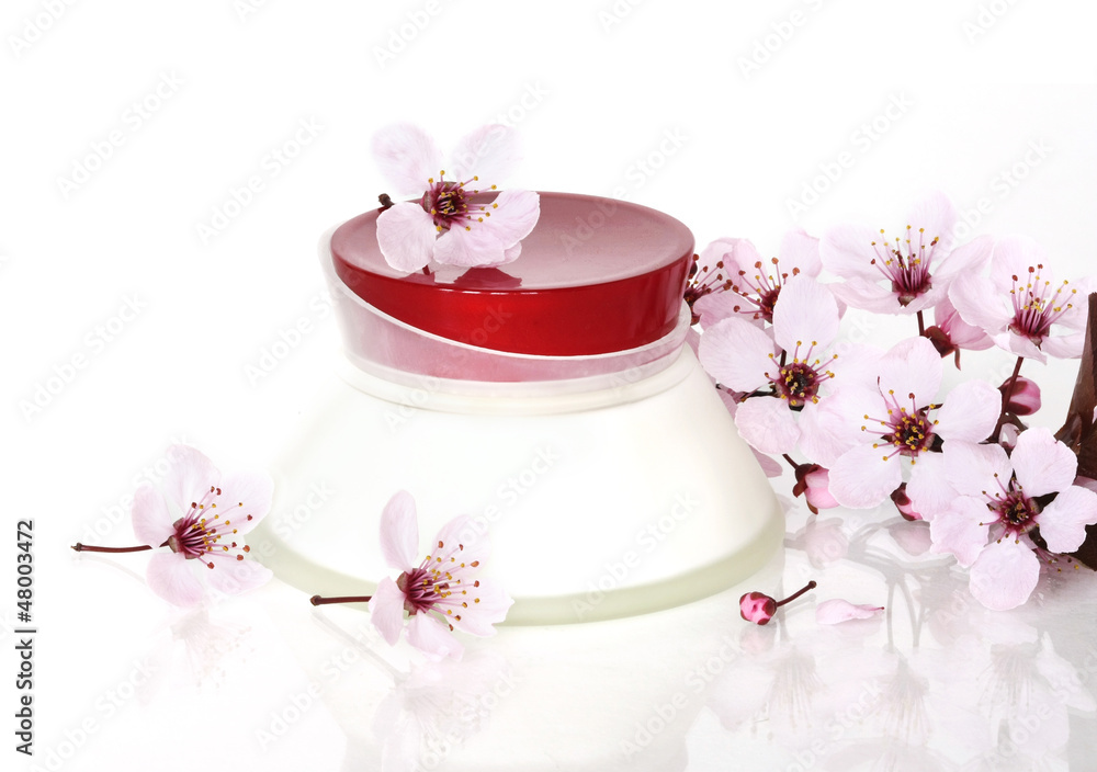 Cosmetics and Sakura flower Cosmetics and Sakura flower