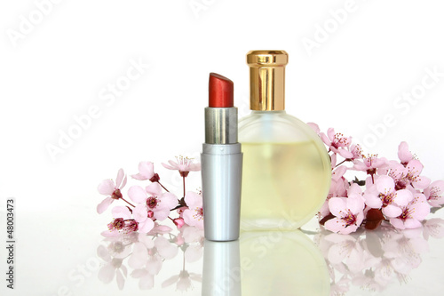 Perfume and Lipstick with Sakura flower