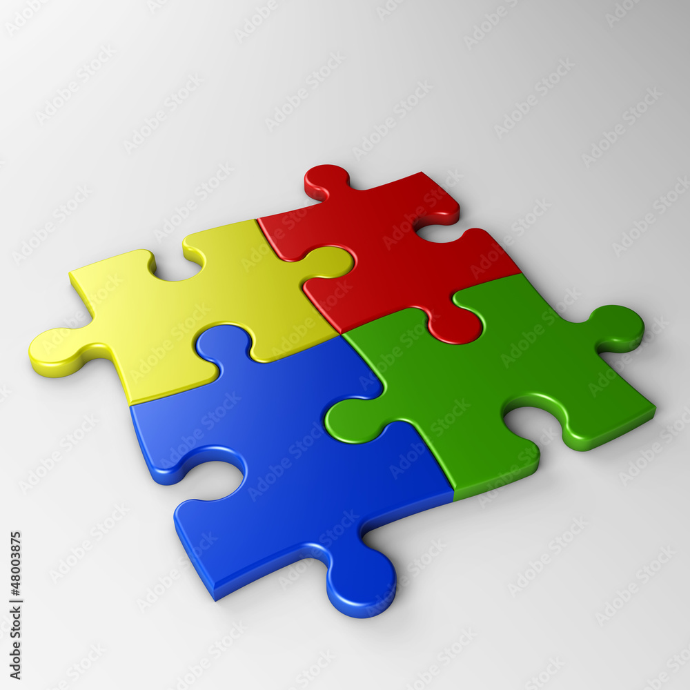 four puzzle pieces with clipping path four puzzle pieces with clipping path