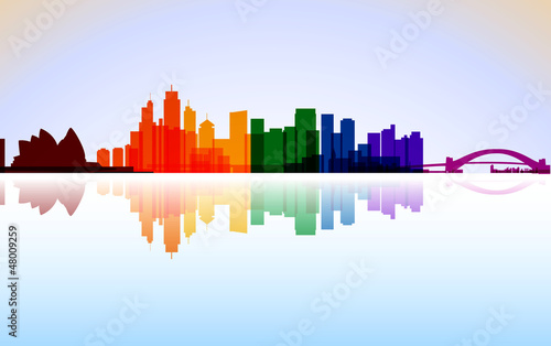 Colorful City Sydney panorama  vector