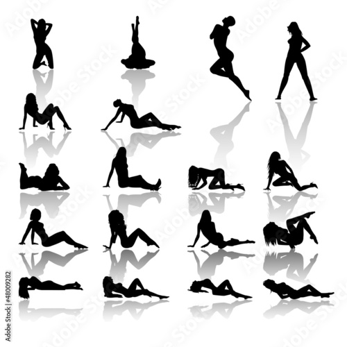 Set of women in bikini, vector