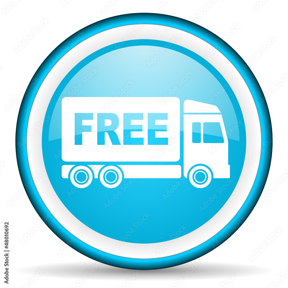 free delivery blue glossy icon on white background free delivery blue glossy icon on white background