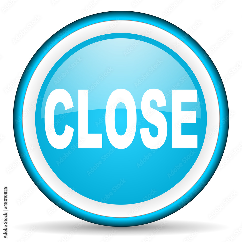 close blue glossy icon on white background close blue glossy icon on white background