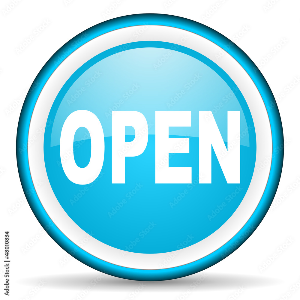 open blue glossy icon on white background open blue glossy icon on white background
