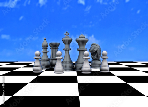 Chess on outdoor chess - 3D