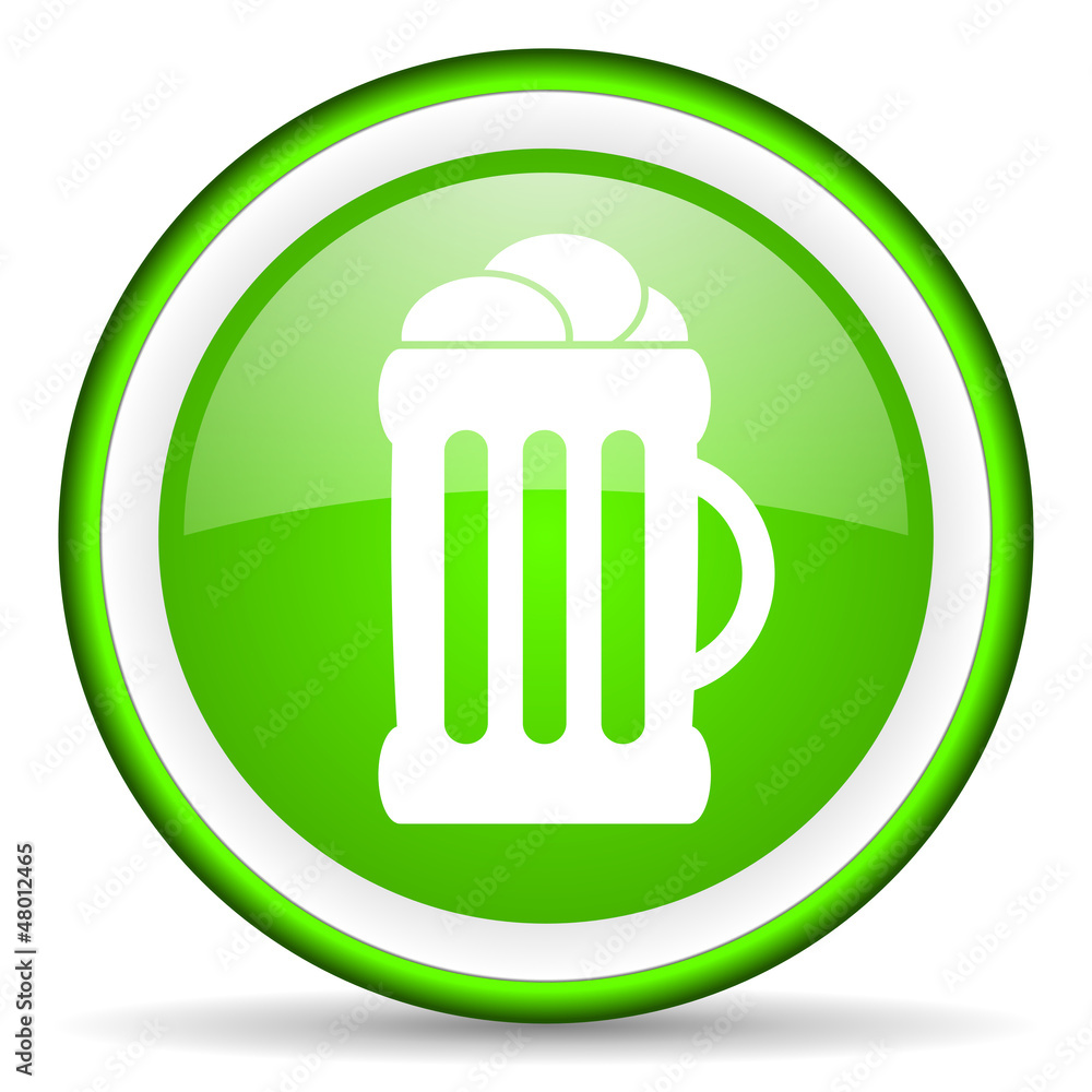 beer green glossy icon on white background beer green glossy icon on white background