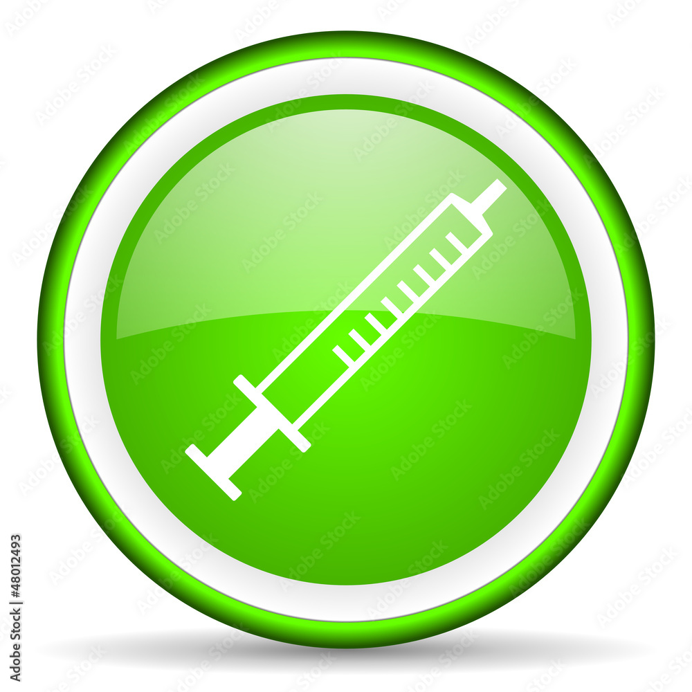 syringe green glossy icon on white background syringe green glossy icon on white background