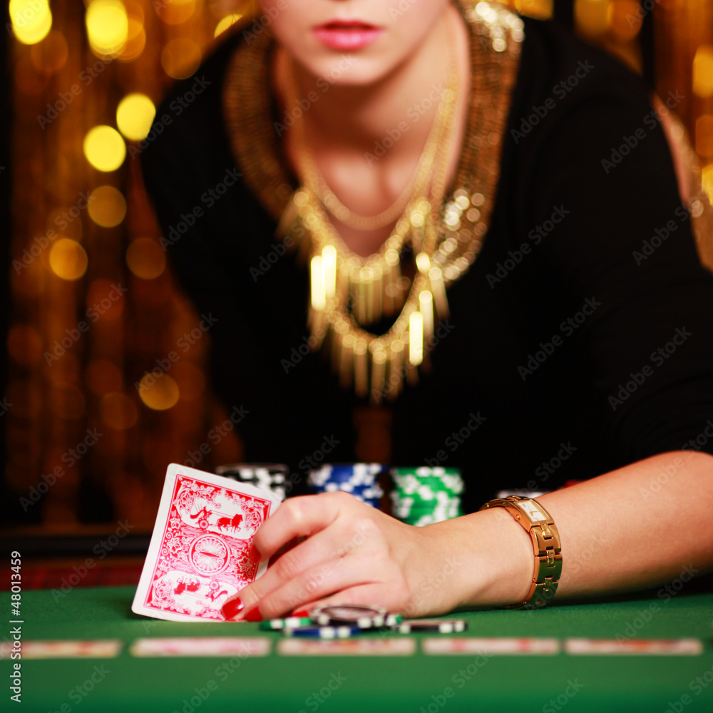 Fototapeta premium Lady am Pokertisch