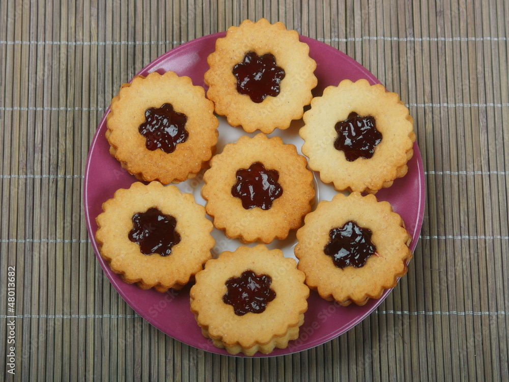Biscuit with marmalade top view
