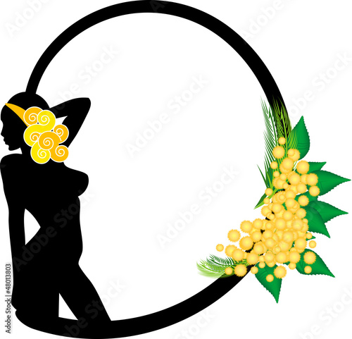 8 march woman with mimosa flowers