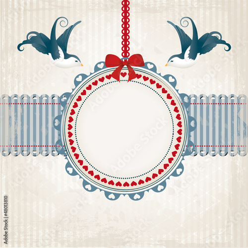 Vintage Frame with Swallows