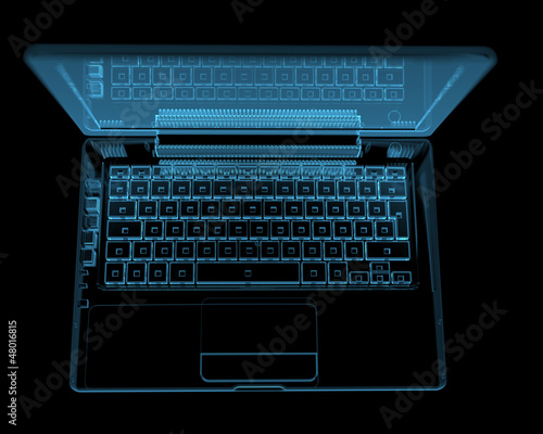 Modern laptop isolated on black