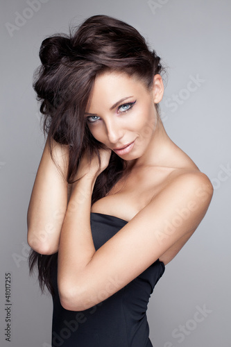 Portrait of beautiful delicate brunette woman