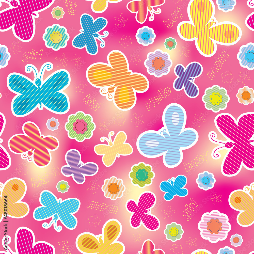 Application of flowers and butterflies Application of flowers and butterflies
